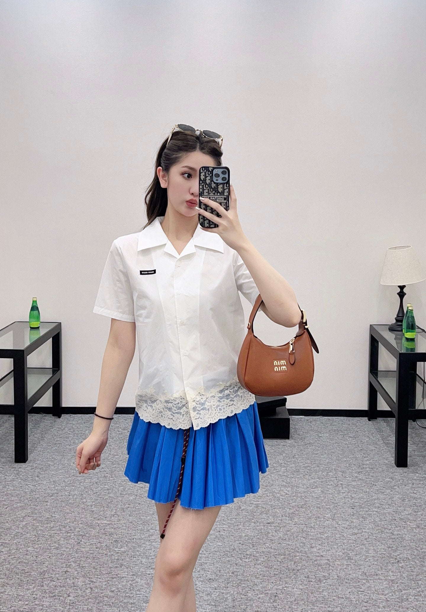 Mi*mi*♥2025 new product Lace embroidered shirt