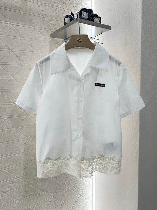 Mi*mi*♥2025 new product Lace embroidered shirt