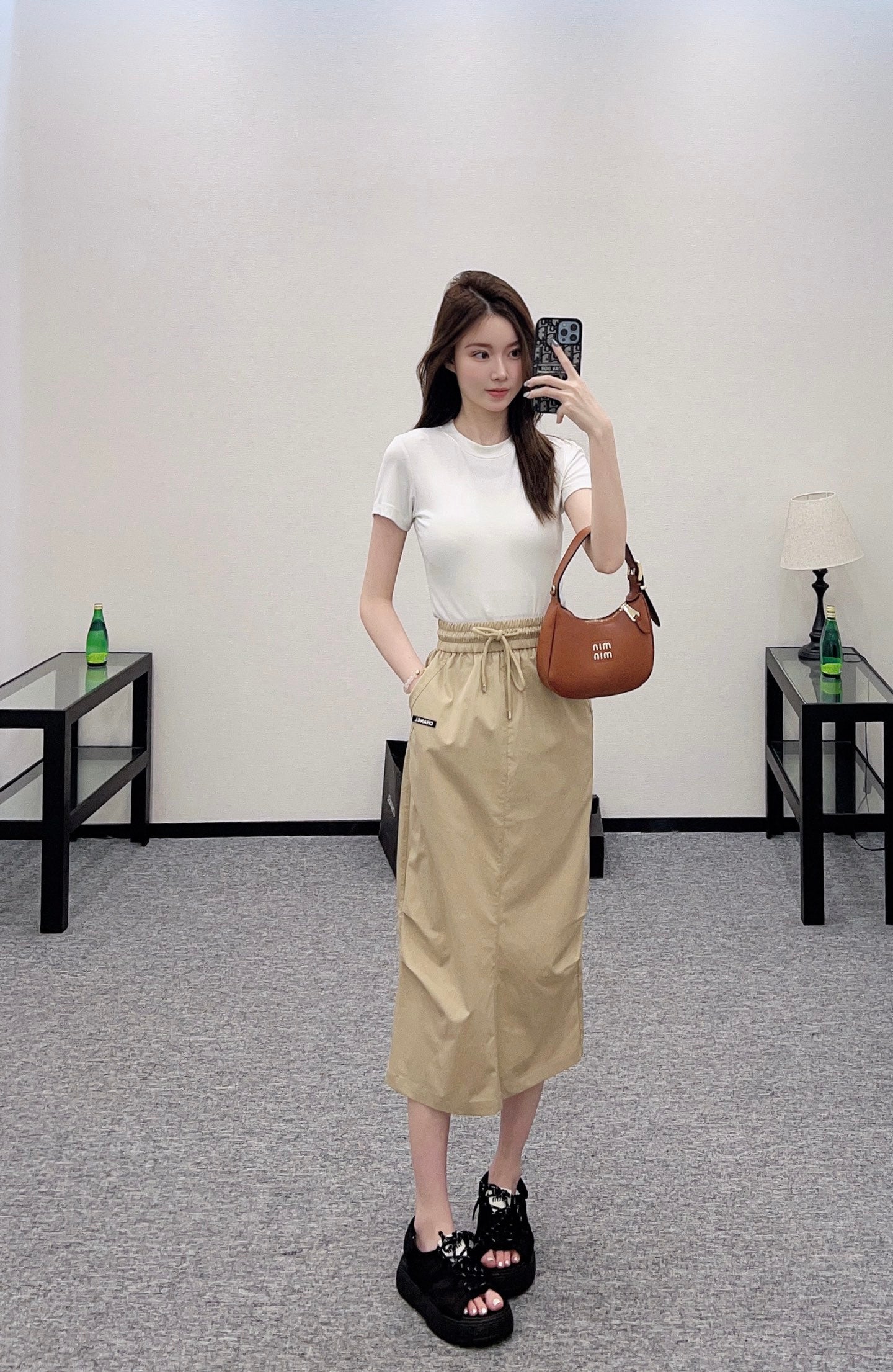 C*♥2025 new product Slit drawstring skirt