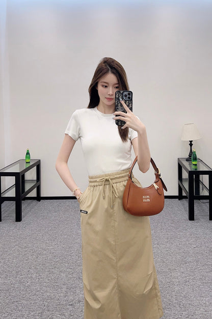 C*♥2025 new product Slit drawstring skirt