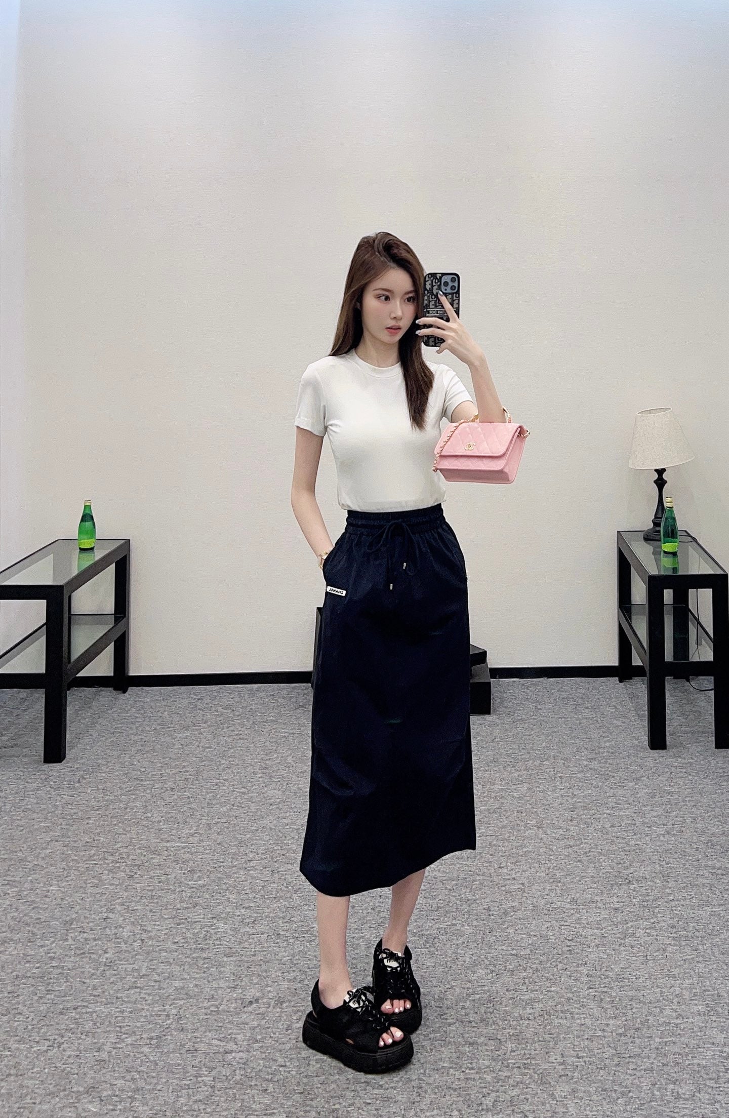 C*♥2025 new product Slit drawstring skirt
