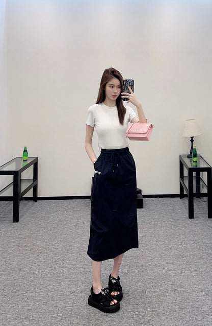C*♥2025 new product Slit drawstring skirt