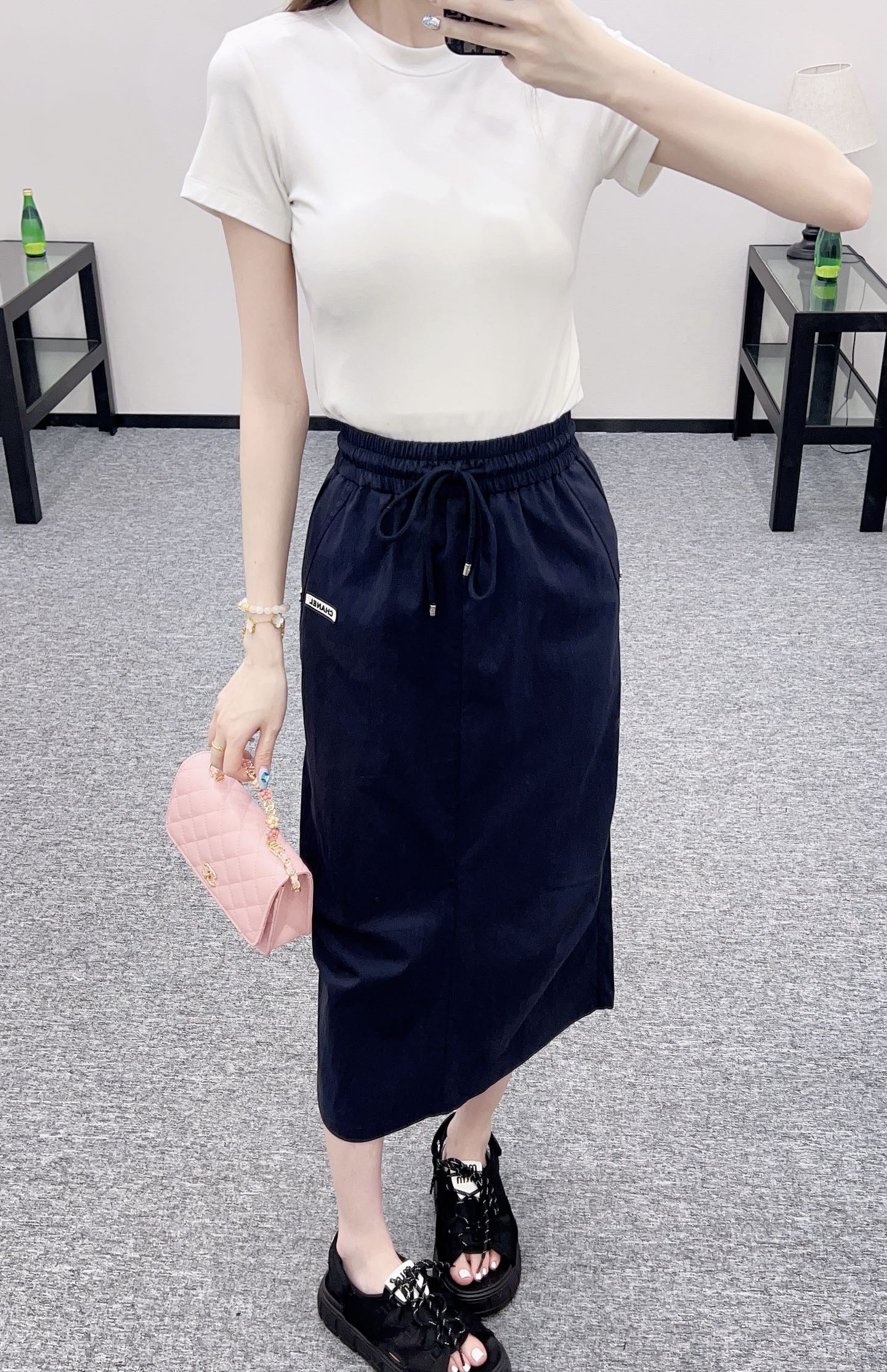 C*♥2025 new product Slit drawstring skirt