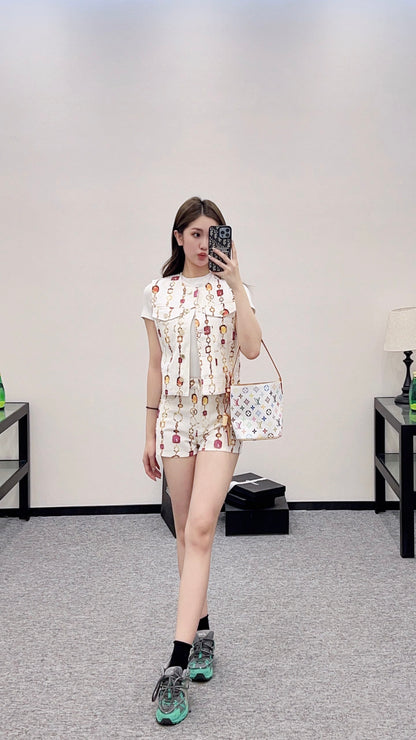 Louis *♥2025 new product Denim vest shorts set
