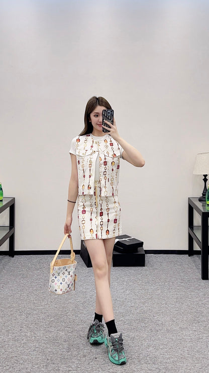 Louis *♥2025 new product Denim vest and skirt set