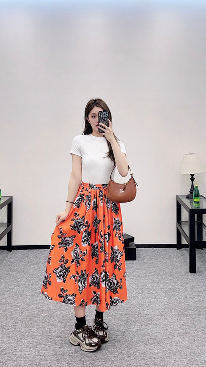 Louis *♥2025 new product Elastic floral skirt
