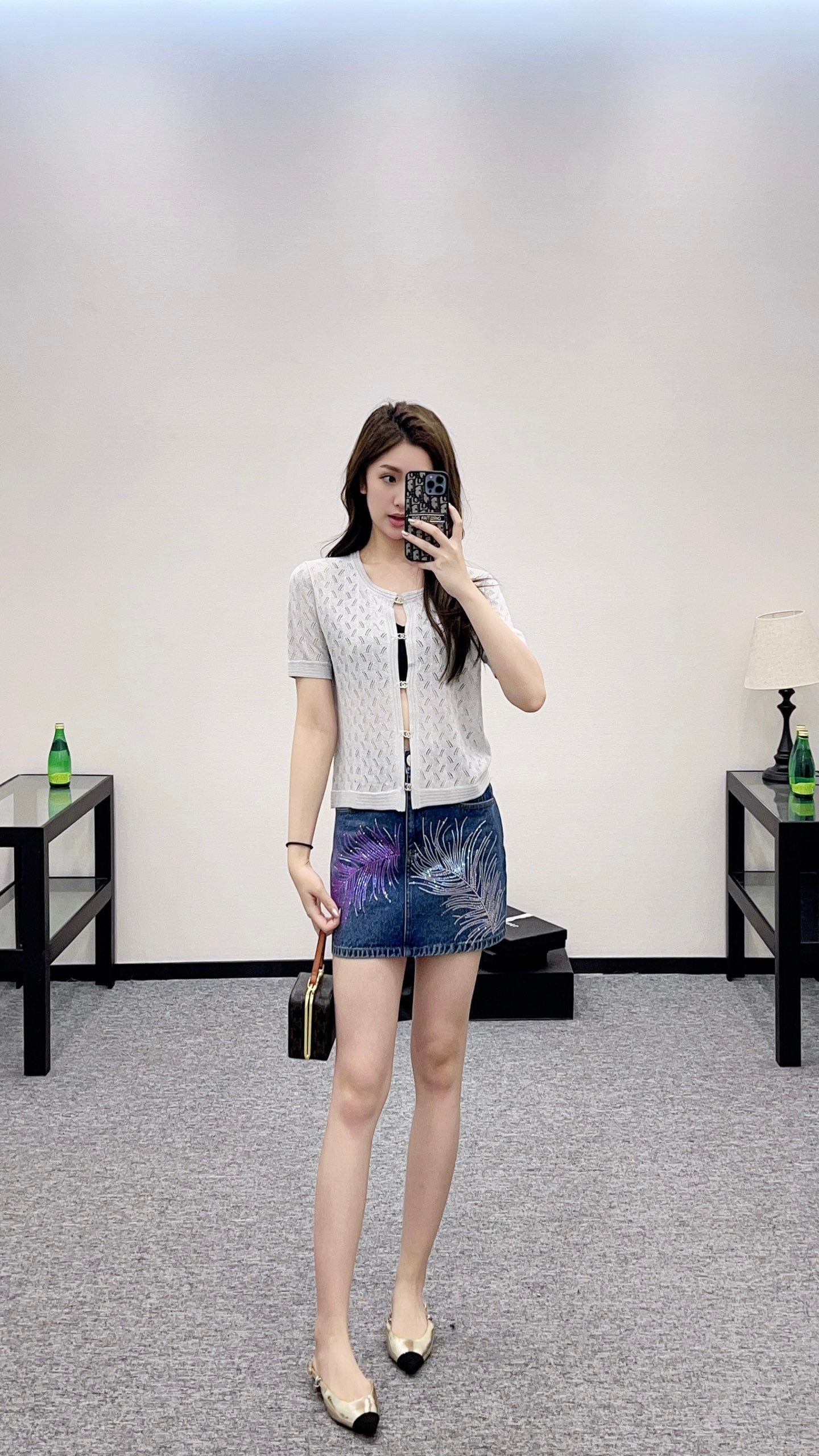 C*♥2025 new product Rhinestone button cardigan