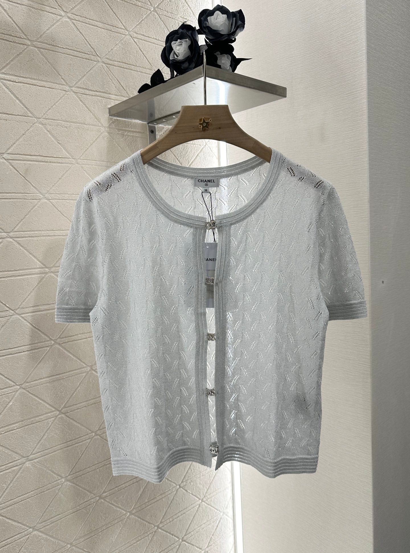 C*♥2025 new product Rhinestone button cardigan