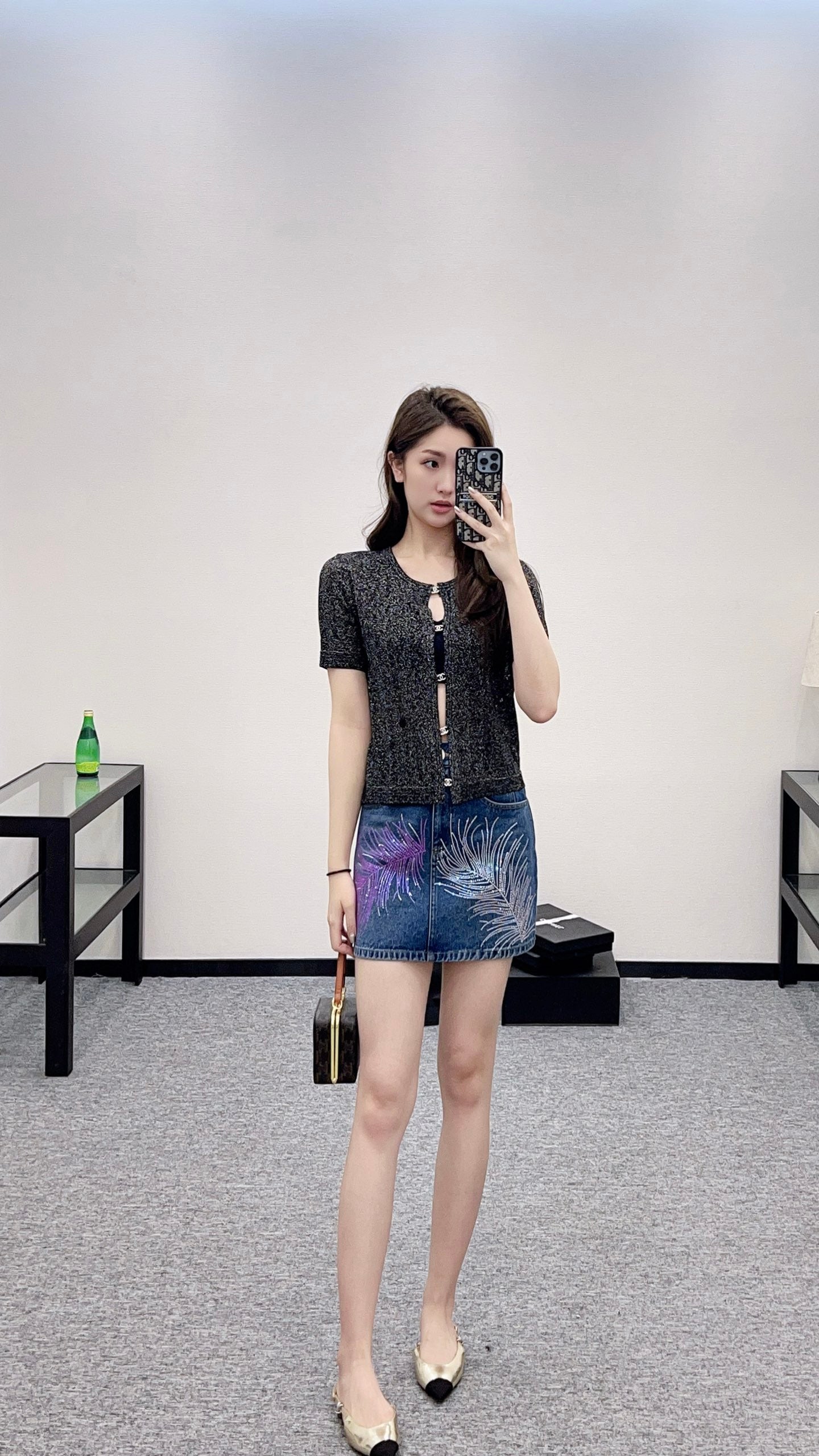 C*♥2025 new product Rhinestone button cardigan