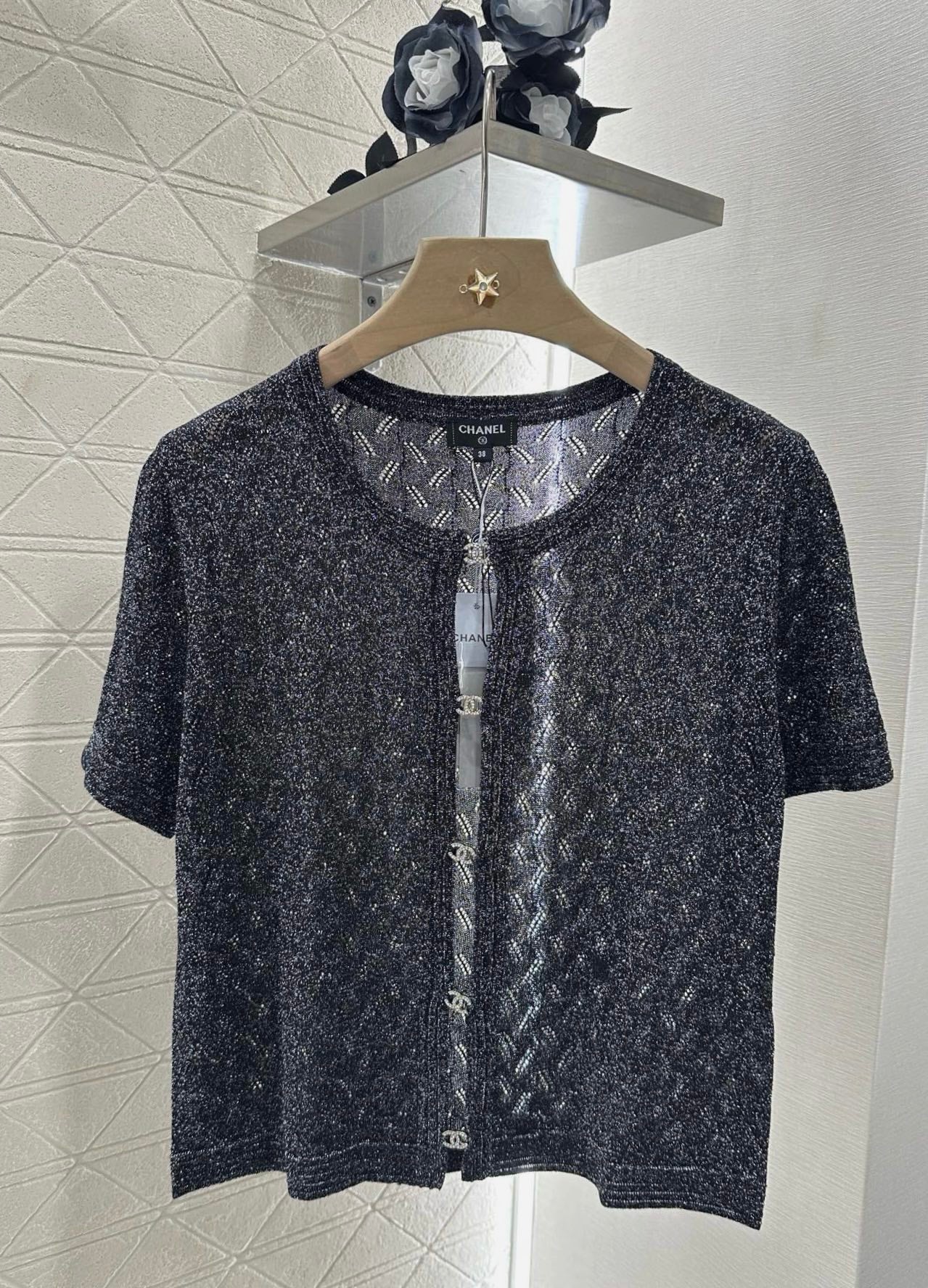 C*♥2025 new product Rhinestone button cardigan