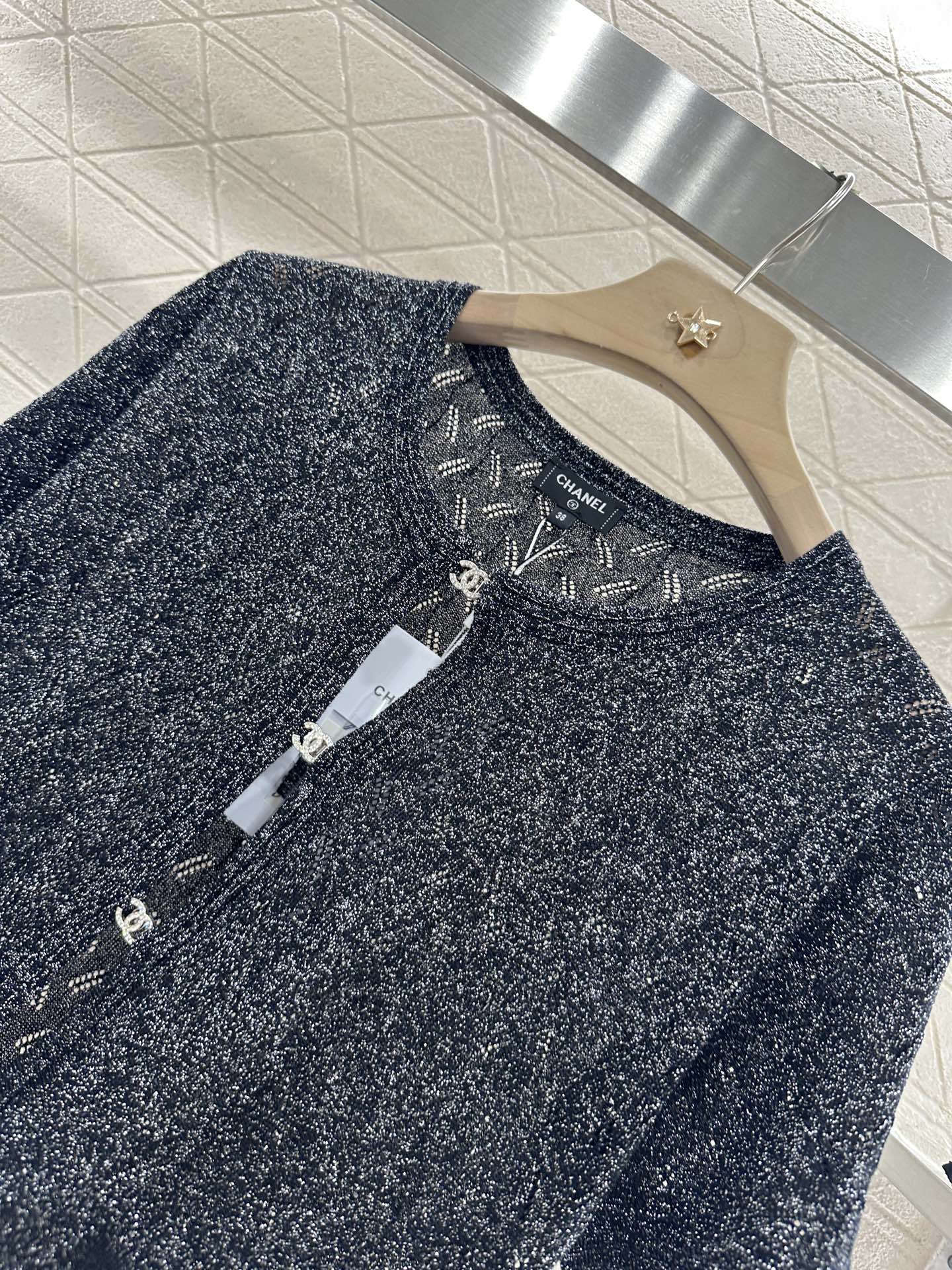 C*♥2025 new product Rhinestone button cardigan