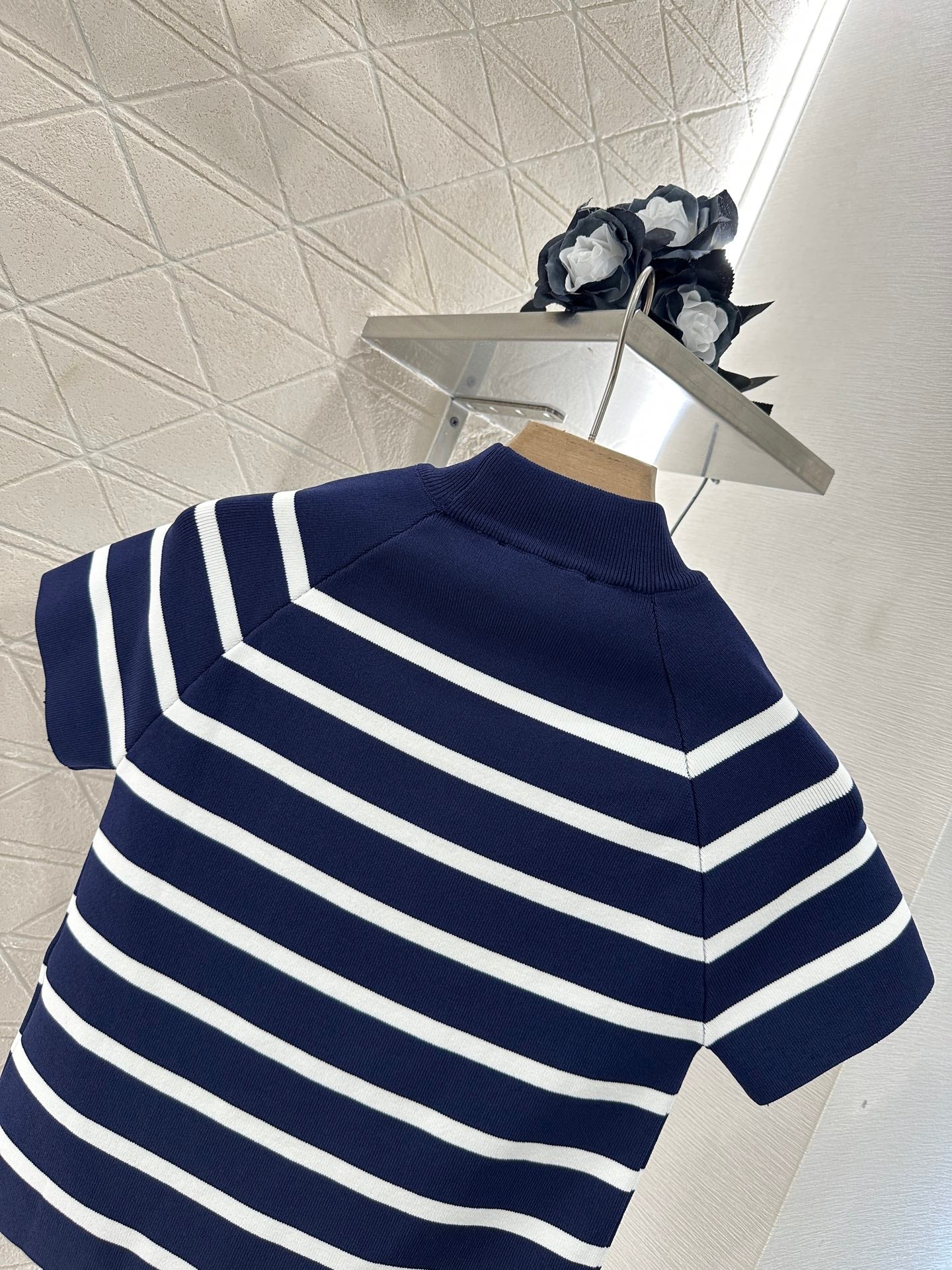 Mi*mi*♥2025 new product Striped knitted short sleeves