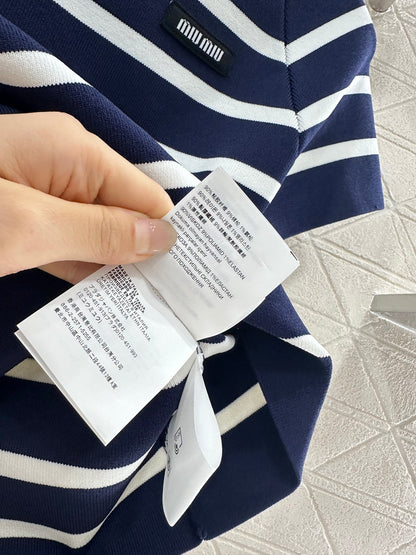 Mi*mi*♥2025 new product Striped knitted short sleeves