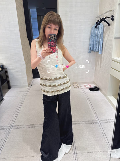 C*♥2025 new product Embroidered knitted vest