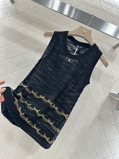 C*♥2025 new product Embroidered knitted vest