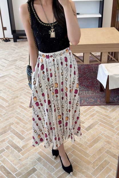 Louis *♥2025 new product Printed gemstone skirt