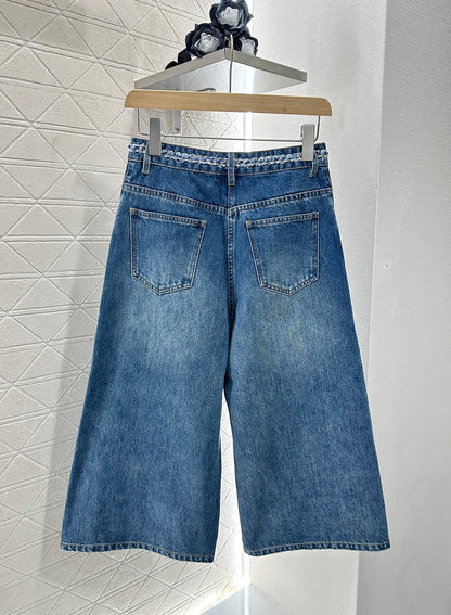 C*♥2025 new product Denim cropped pants
