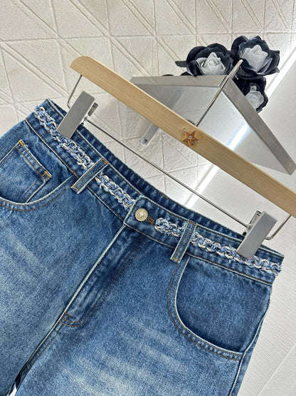 C*♥2025 new product Denim vest shorts set