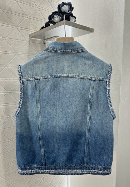C*♥2025 new product Denim vest shorts set