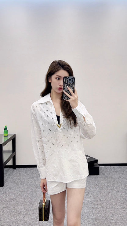 V*♥2025 new products Shirt and shorts set