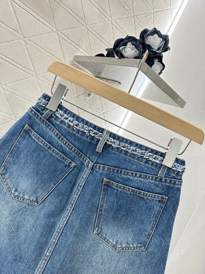 C*♥2025 new product Denim skirt with hem
