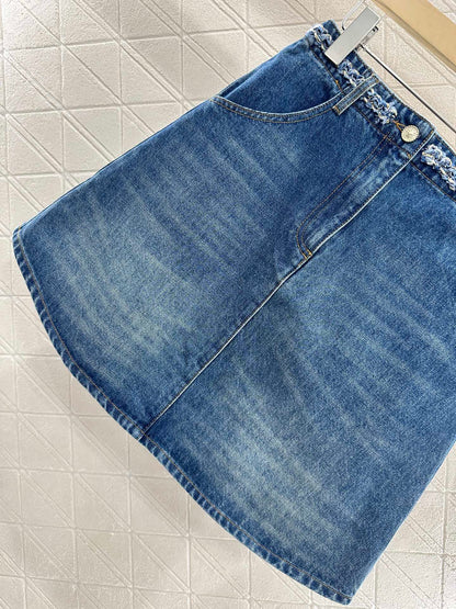 C*♥2025 new product Denim skirt with hem