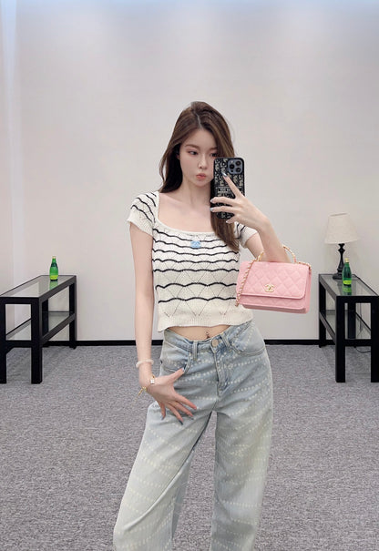 C*♥2025 new product Hollow knitted short sleeves