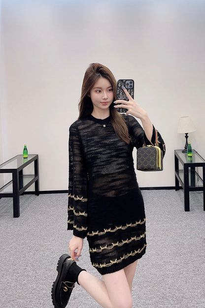 C*♥2025 new product Embroidered knitted dress
