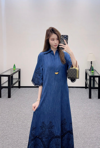 Z*♥New Arrival Embroidered Denim Dress
