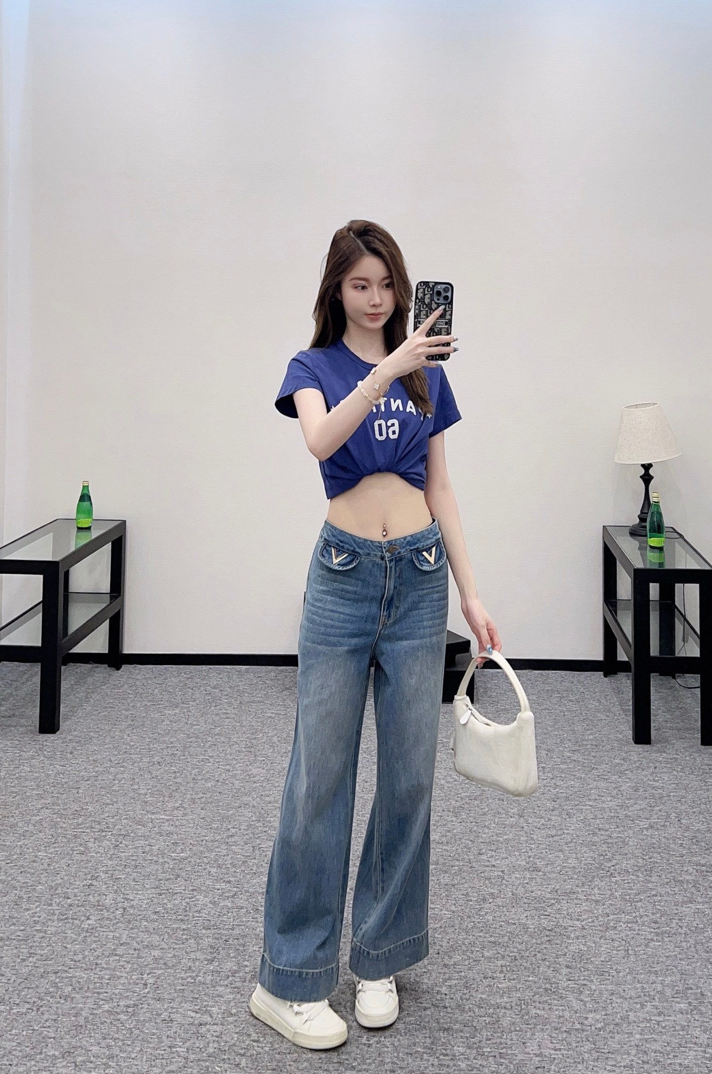 V*♥2025 new products Denim pocket trousers
