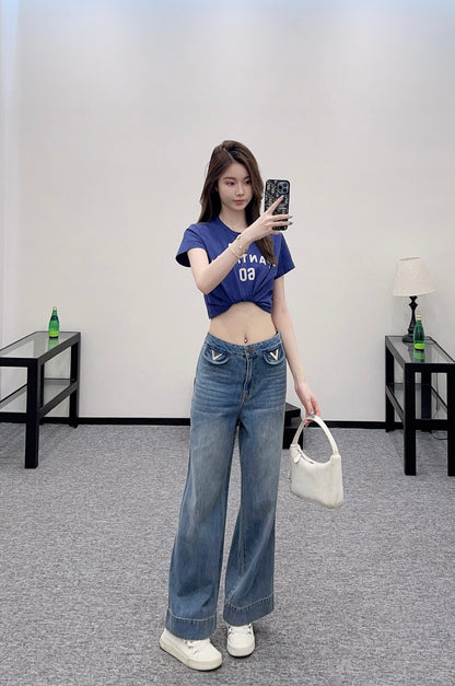 V*♥2025 new products Denim pocket trousers