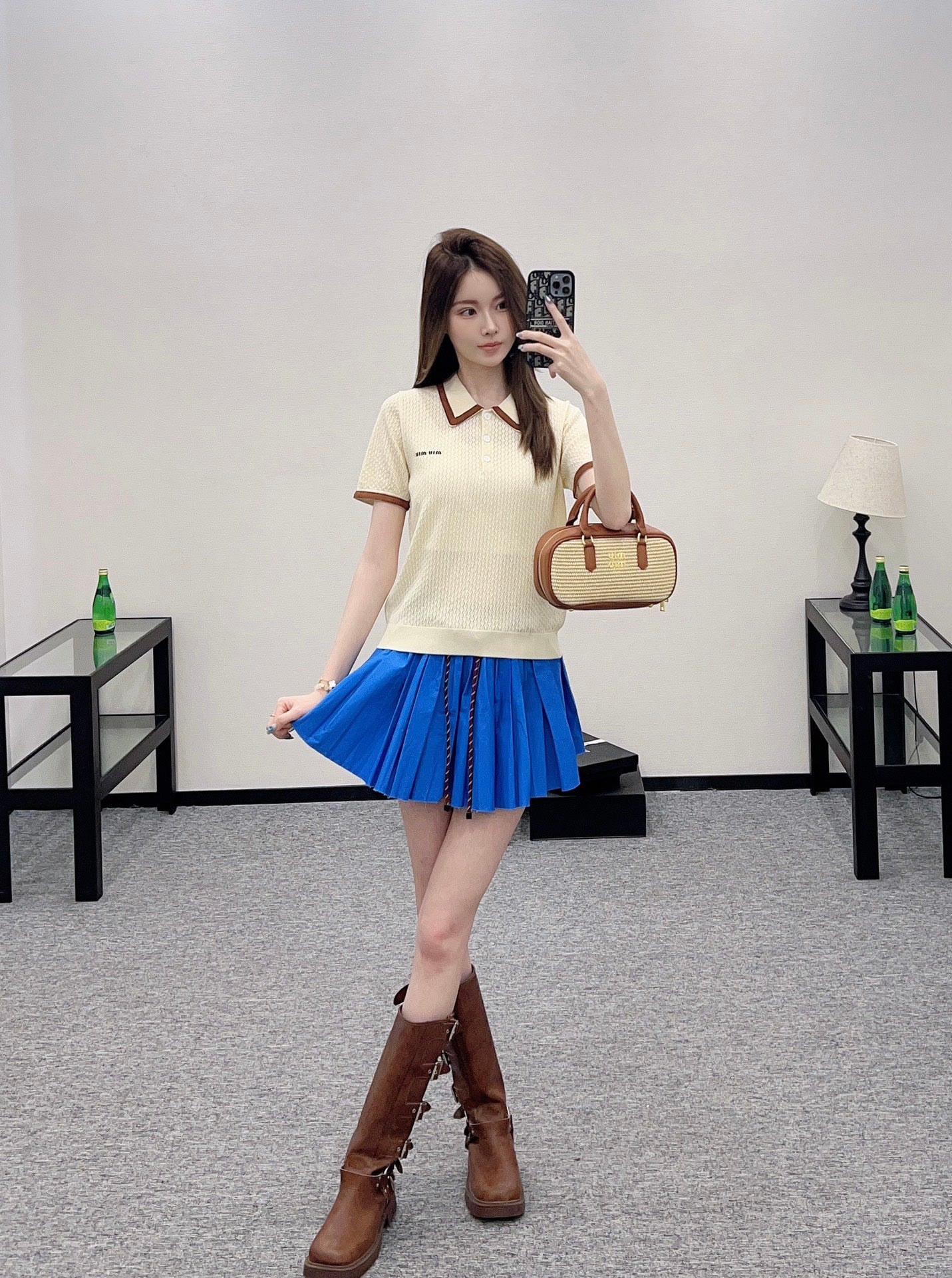 Mi*mi*♥2025 new product Knitted lapel short sleeves