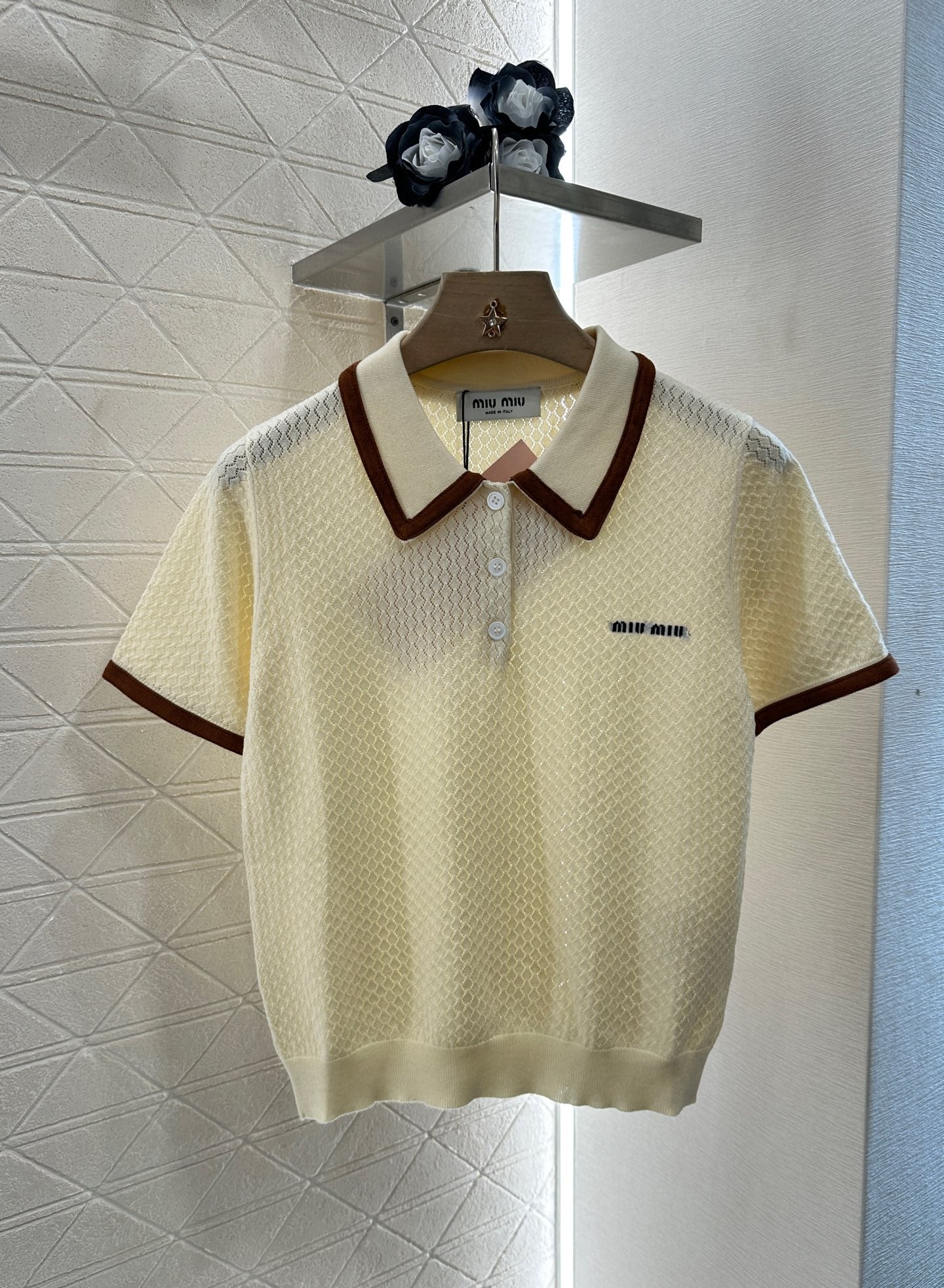 Mi*mi*♥2025 new product Knitted lapel short sleeves
