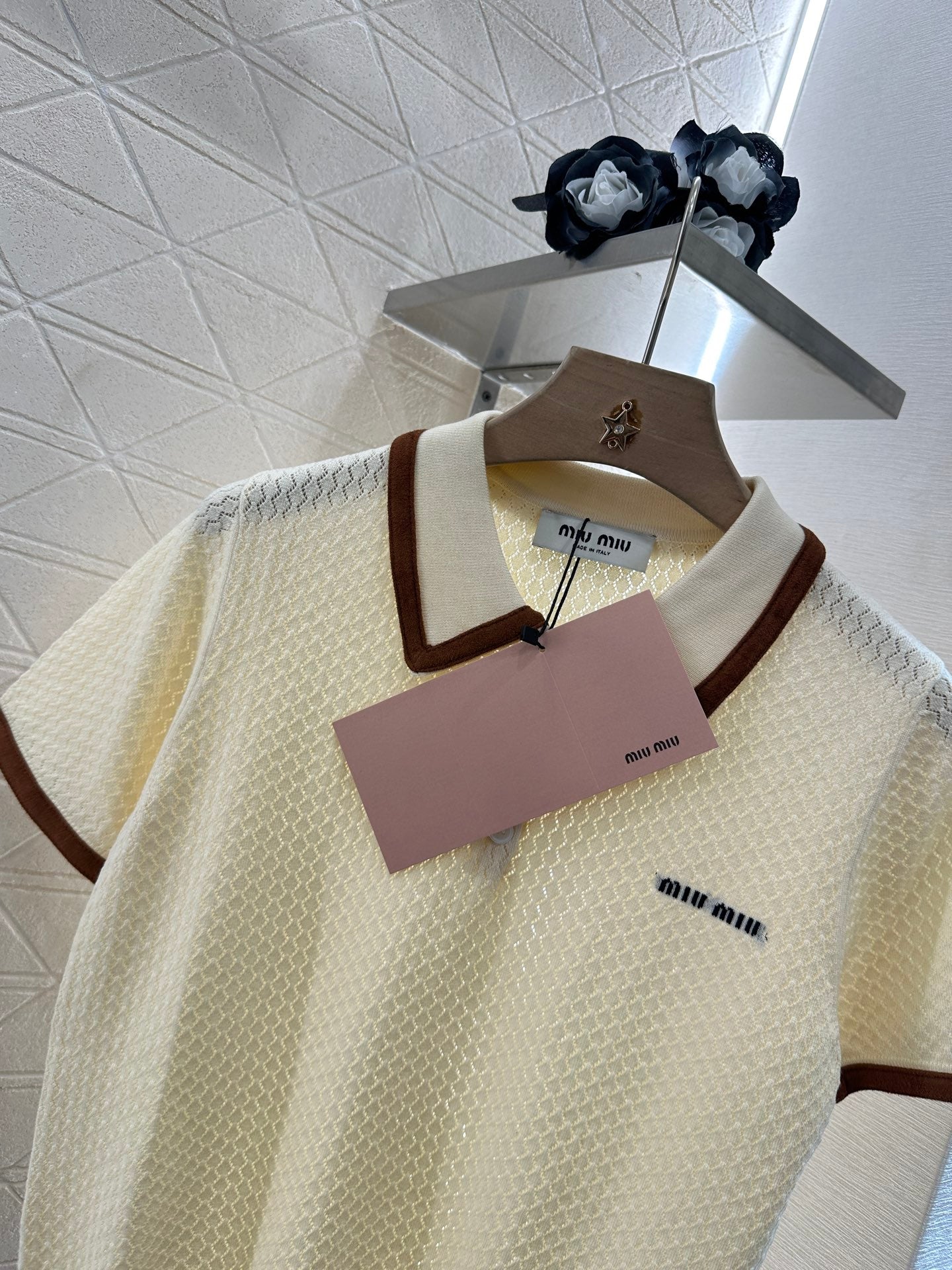 Mi*mi*♥2025 new product Knitted lapel short sleeves