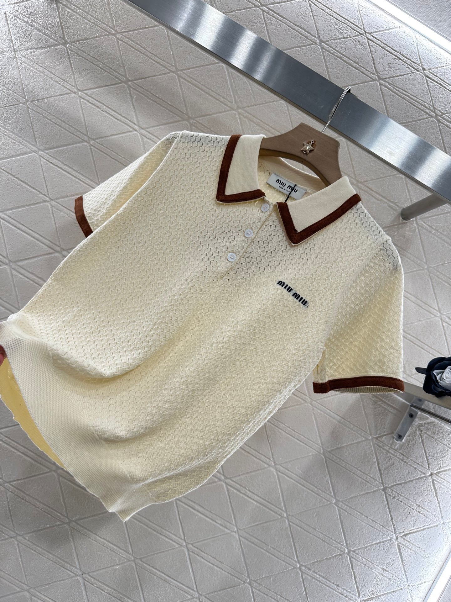 Mi*mi*♥2025 new product Knitted lapel short sleeves