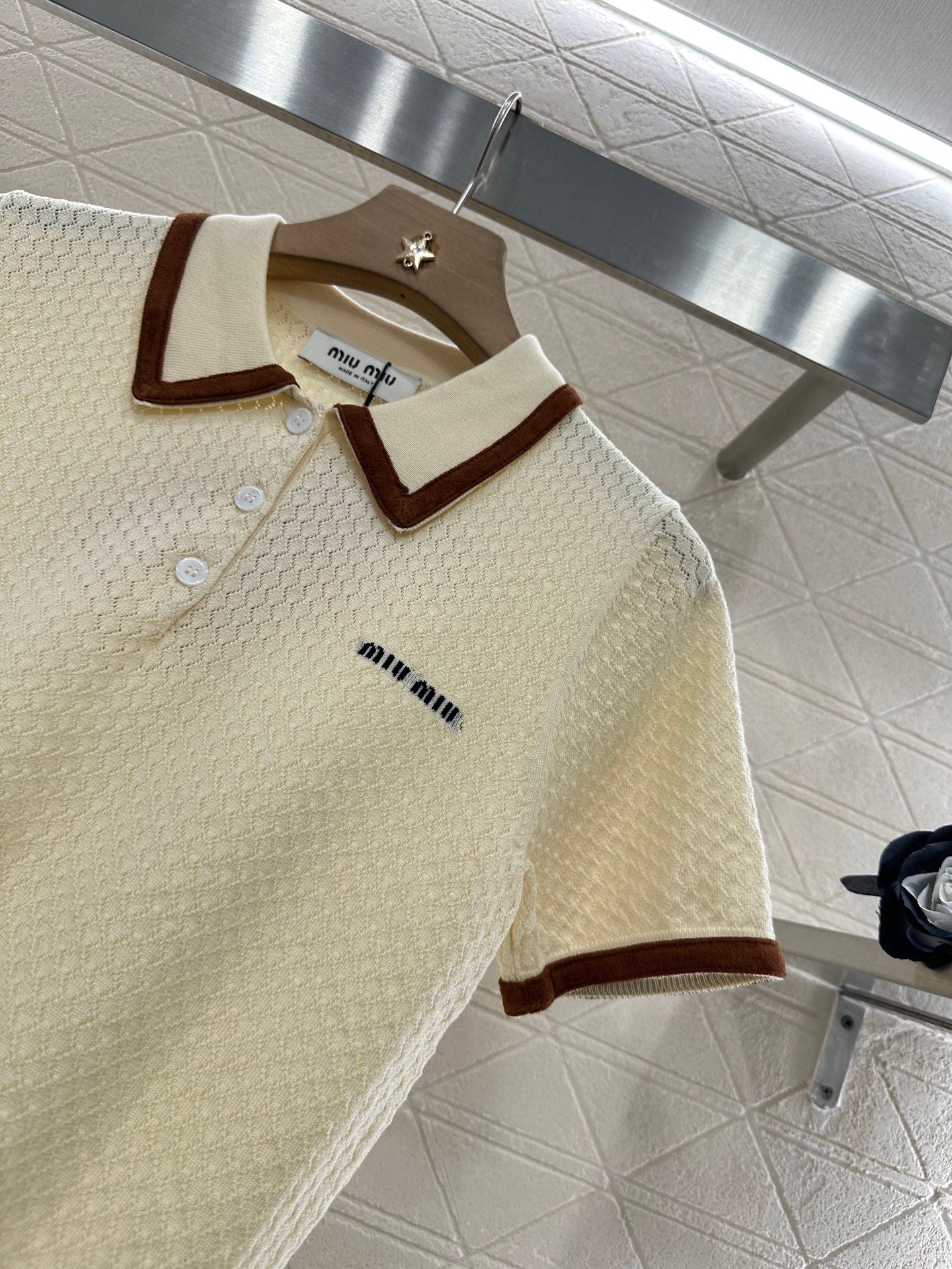 Mi*mi*♥2025 new product Knitted lapel short sleeves