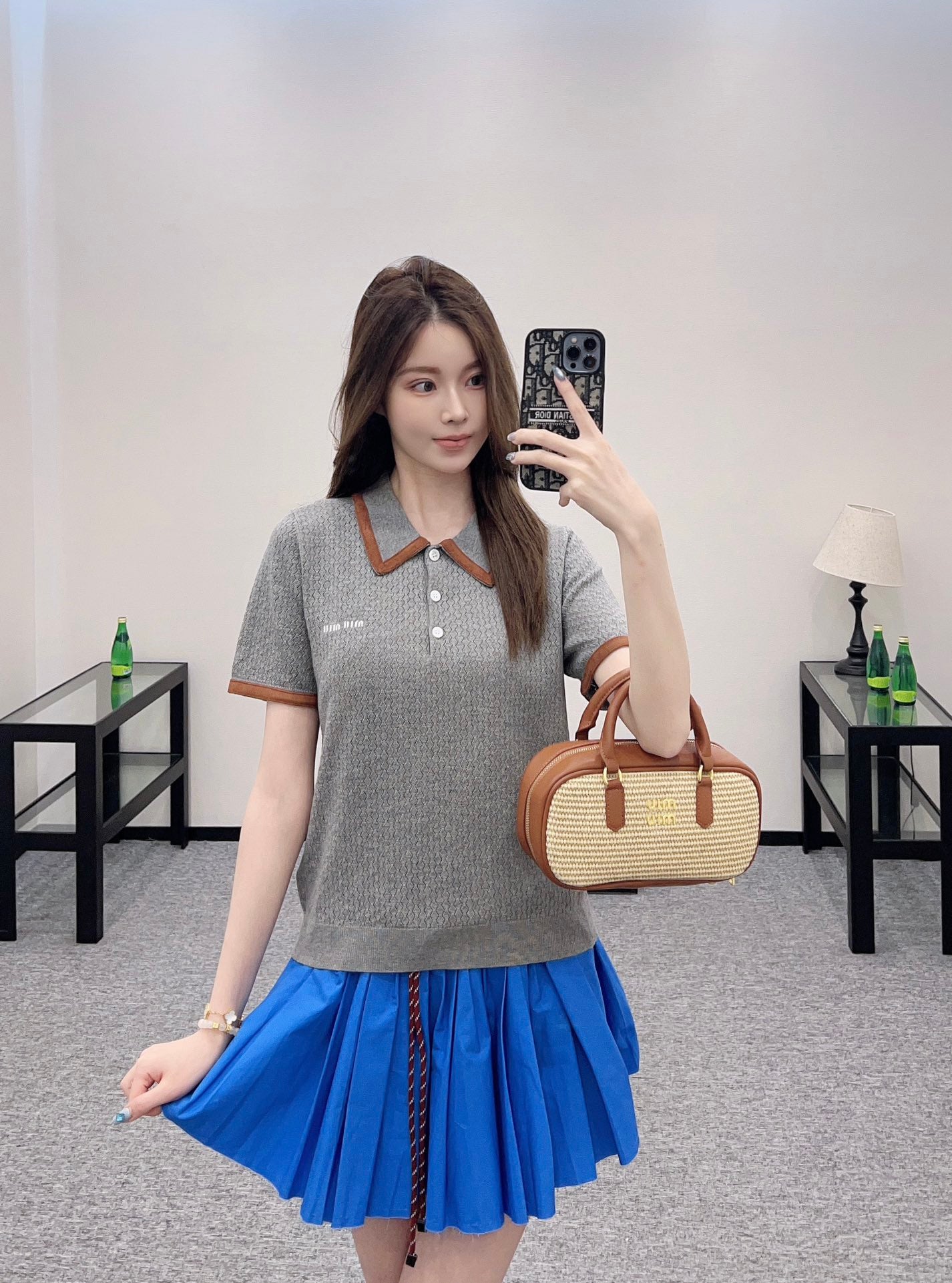 Mi*mi*♥2025 new product Knitted lapel short sleeves
