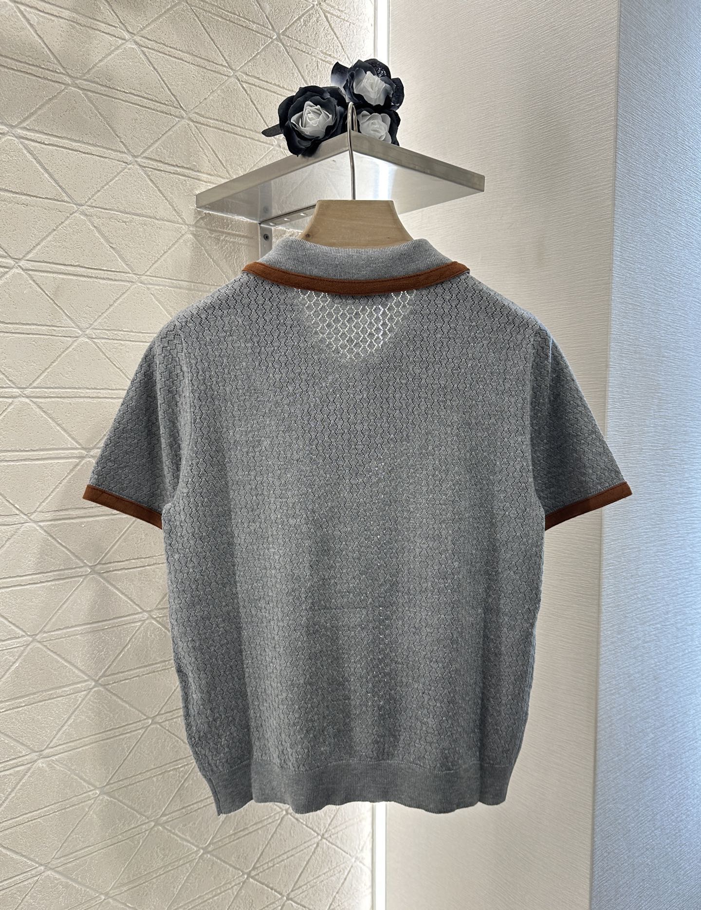 Mi*mi*♥2025 new product Knitted lapel short sleeves