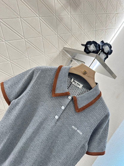 Mi*mi*♥2025 new product Knitted lapel short sleeves