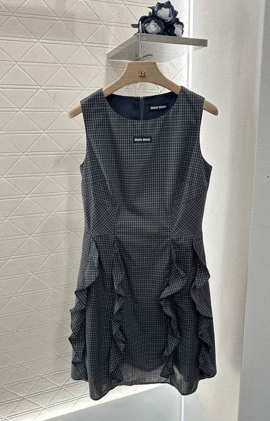 Mi*mi*♥2025 new product Plaid lace vest skirt