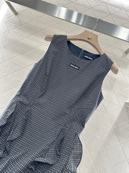 Mi*mi*♥2025 new product Plaid lace vest skirt