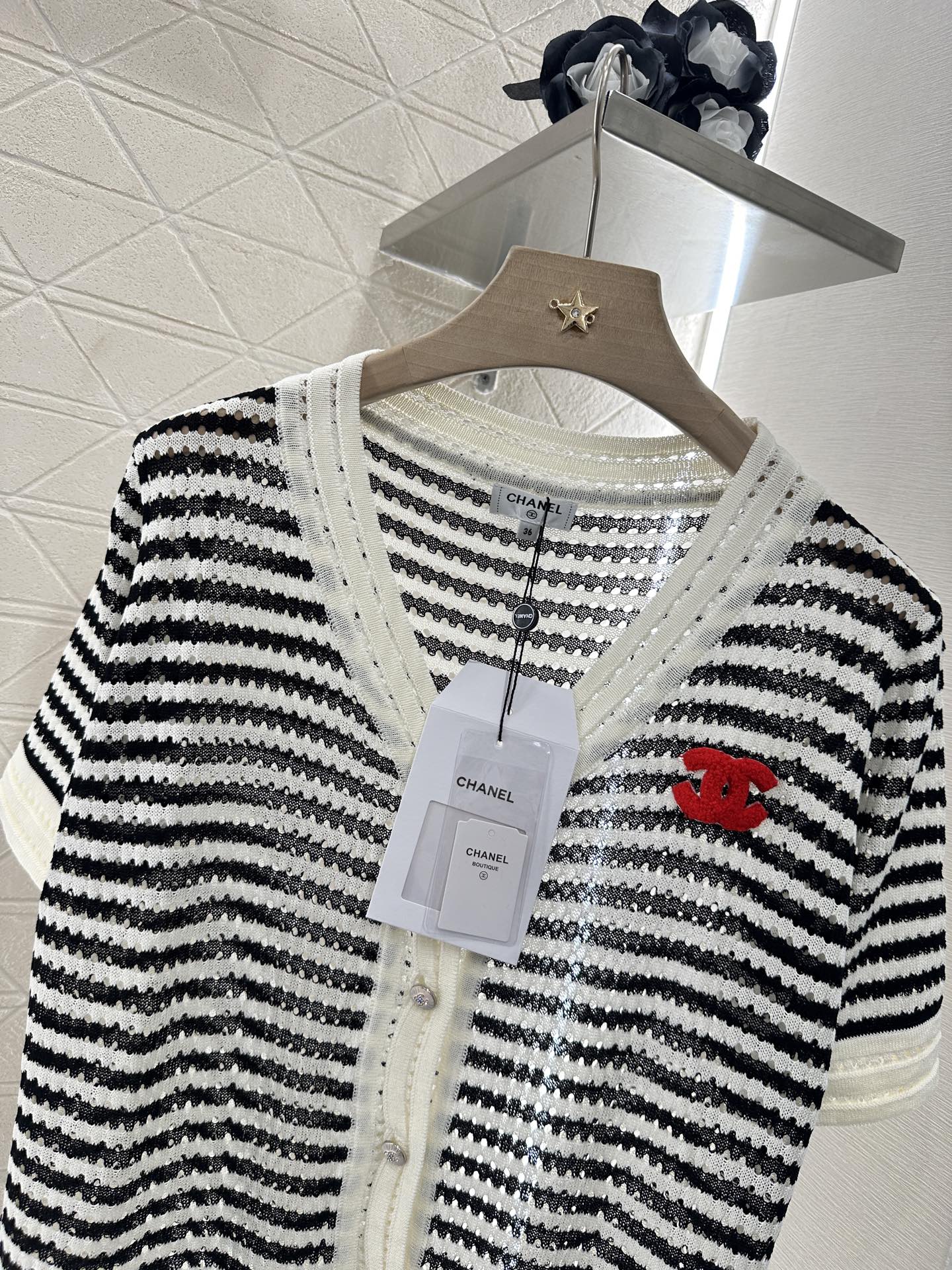 C*♥2025 new product Knitted short-sleeved cardigan