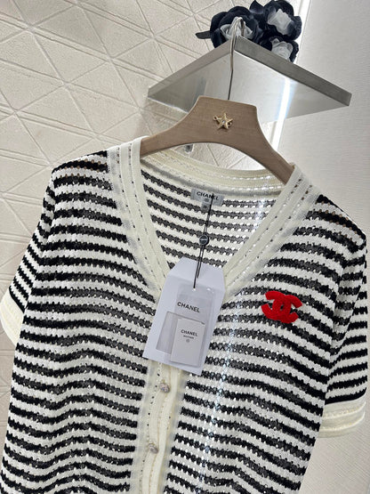 C*♥2025 new product Knitted short-sleeved cardigan