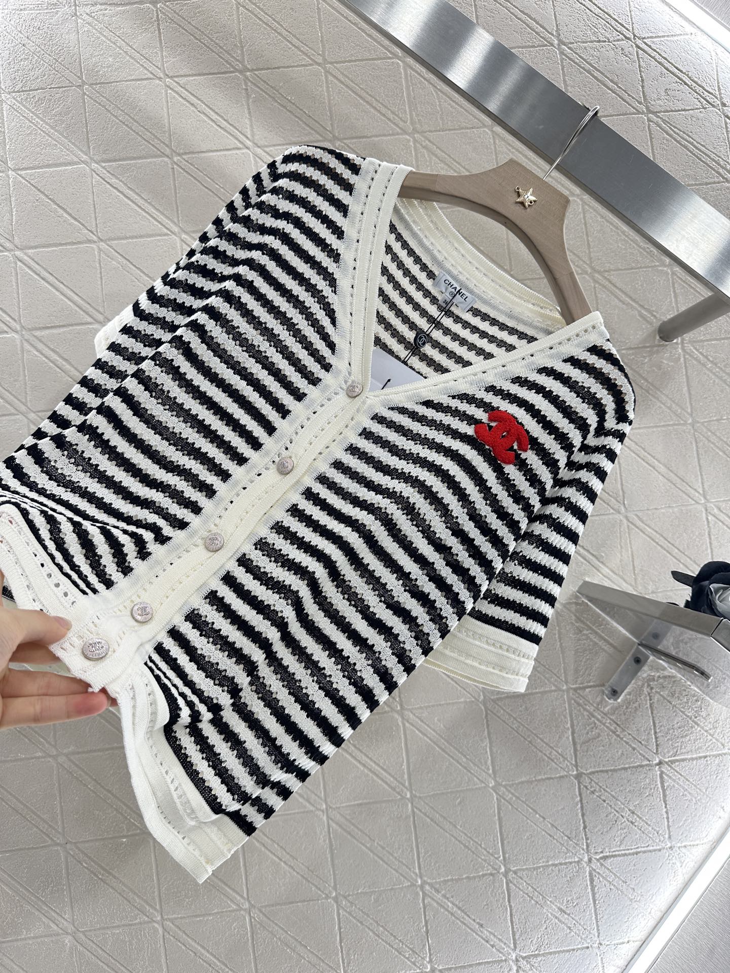 C*♥2025 new product Knitted short-sleeved cardigan