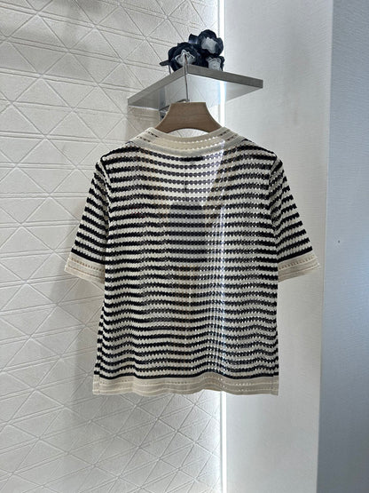 C*♥2025 new product Knitted short-sleeved cardigan