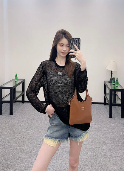 L*♥2025 new product Hollow knitted long sleeves