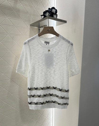 C*♥2025 new product Embroidered knitted short sleeves