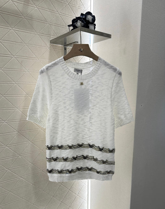 C*♥2025 new product Embroidered knitted short sleeves