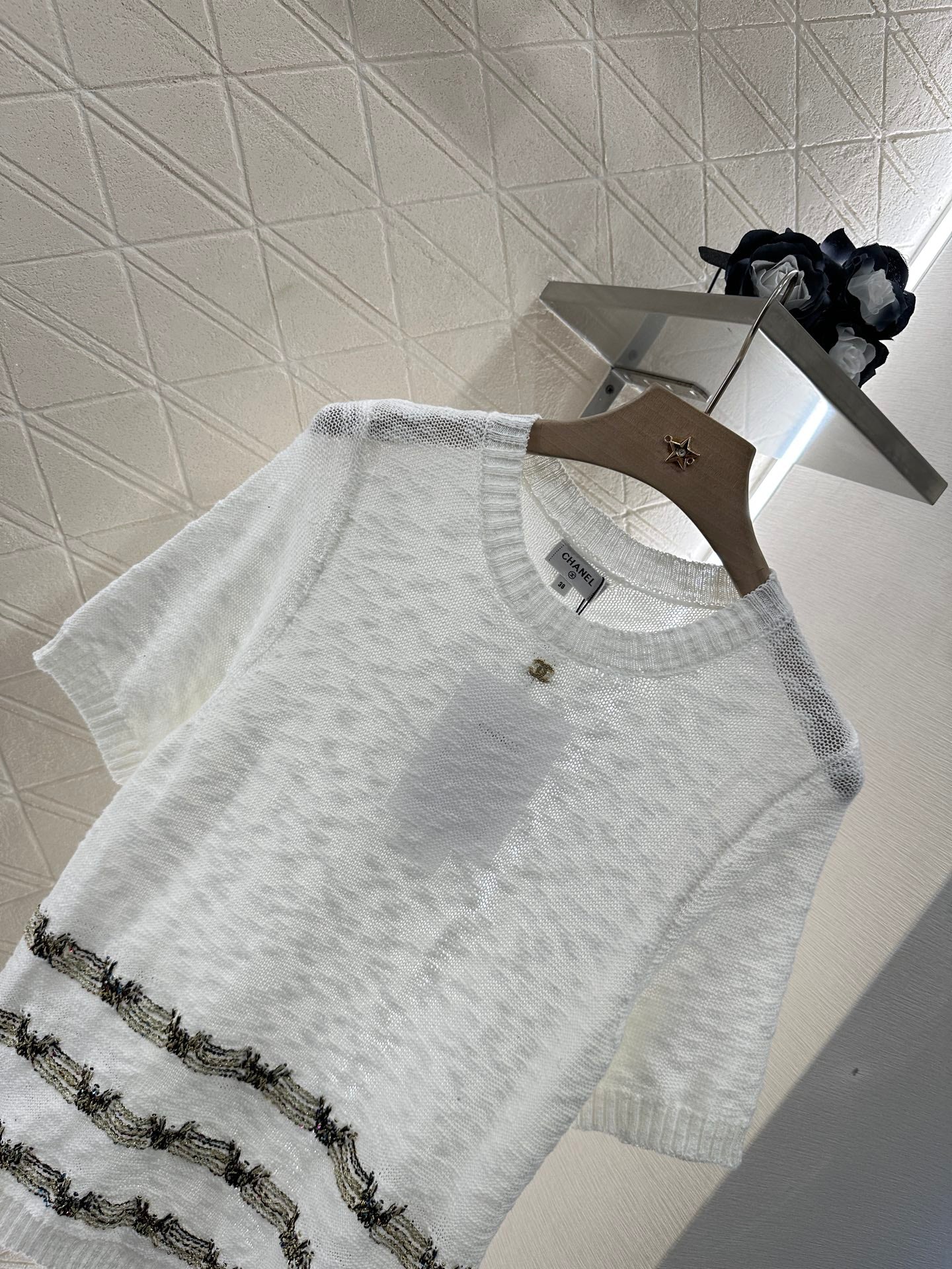 C*♥2025 new product Embroidered knitted short sleeves