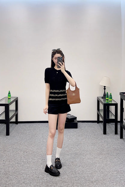 C*♥2025 new product Embroidered knitted short sleeves